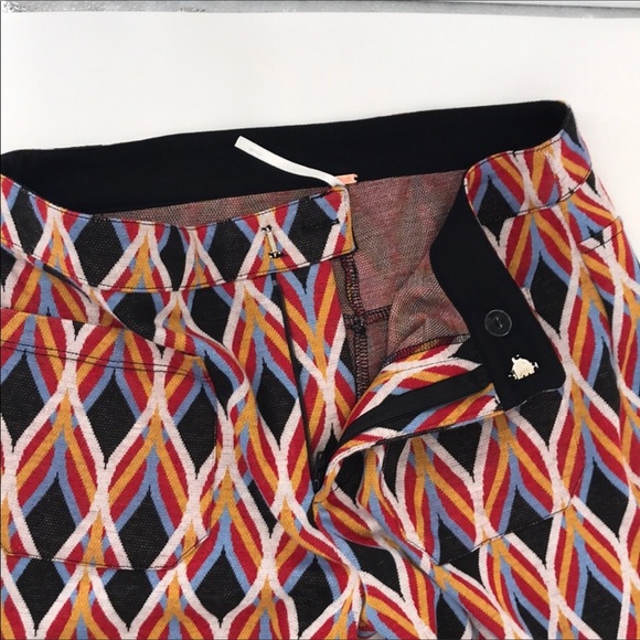 FREE PEOPLE GEO PRINT RETRO FLARE STRETCH PANTS 2 - Picture 4 of 8